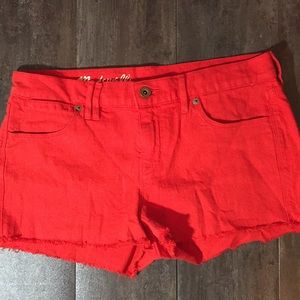 Madewell red denim cutoff shorts sz 27